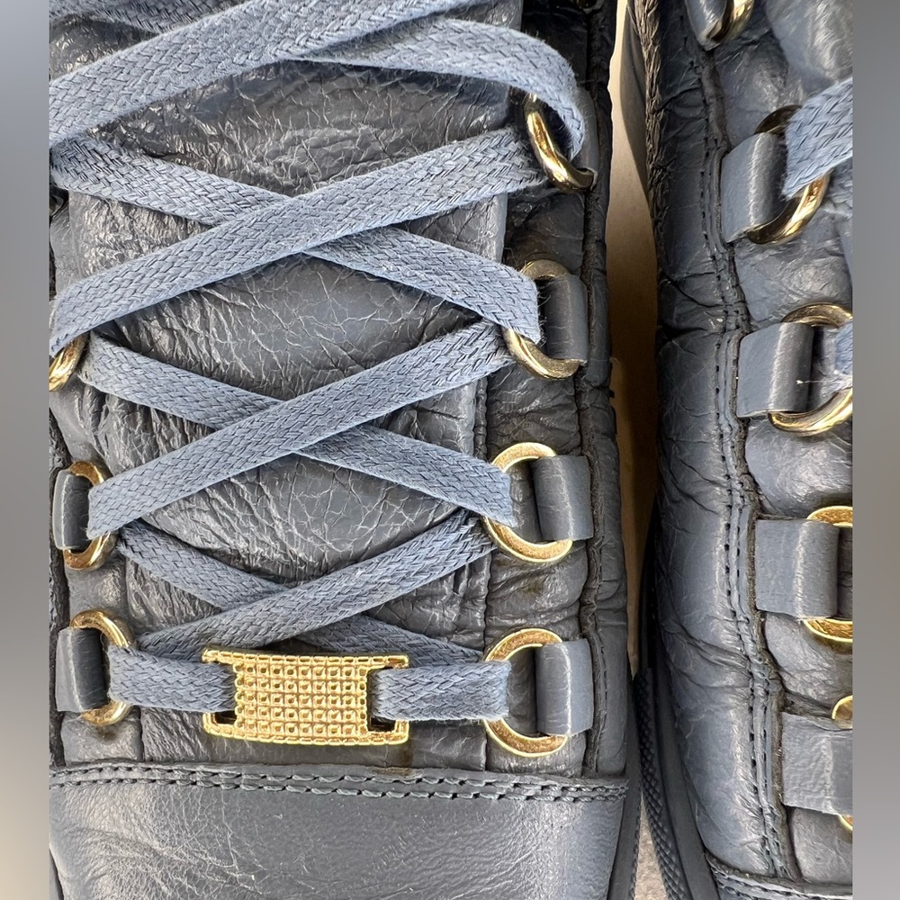 BALENCIAGA WOMENS SNEAKER PELLE ARENA GRIS TITANE TEAL SZ EU 39C - Picture 6 of 11